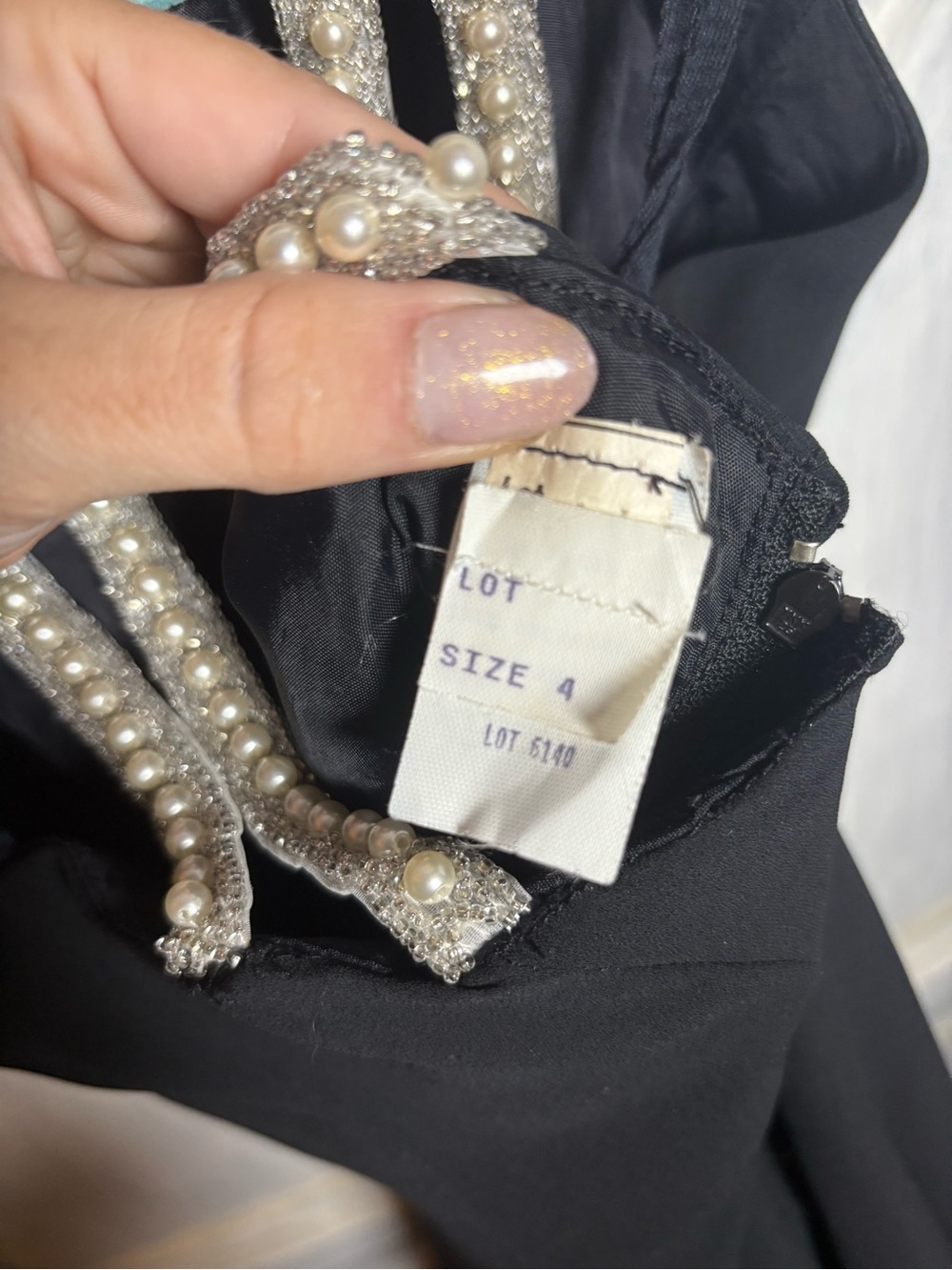 Vintage Jessica Howard Black Pearl Detail Halter Cocktail Dress Flare 90’s - Picture 9 of 9